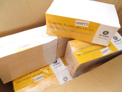 St John screen printed bumper stickers