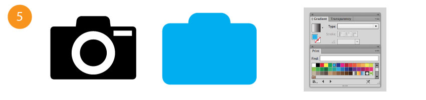 Camera icon example showing how to change colour using adobe illustrator for creating offset path for sticker printing