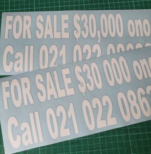 Vinyl die cut car for sale sticker white 280mm wide