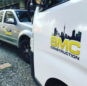 SMC construction logo on white van digital print vinyl sticker