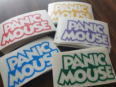 Panic mouse vinyl die cut sponsor stickers (decals)