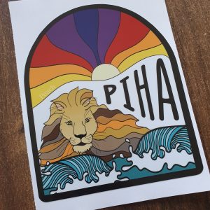 digital print community sticker for piha beach