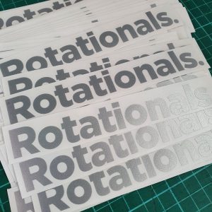 Silver vinyl decals fundraising stickers used by Rotationals fundraising for charity