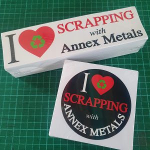 Annex metals bumper stickers circle and rectangles