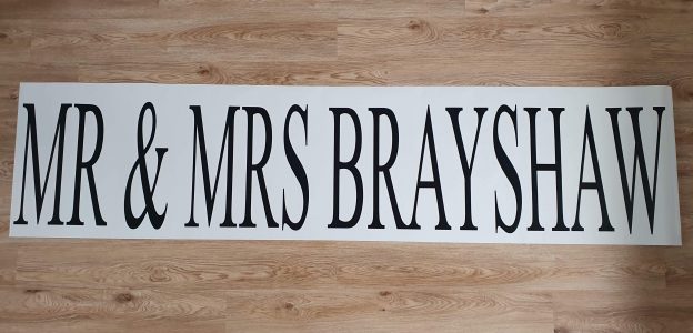 mr and mrs brayshaw wedding banner