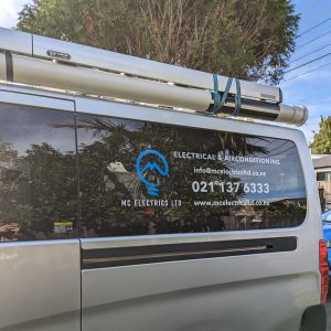 vehicle signage on an electricians van